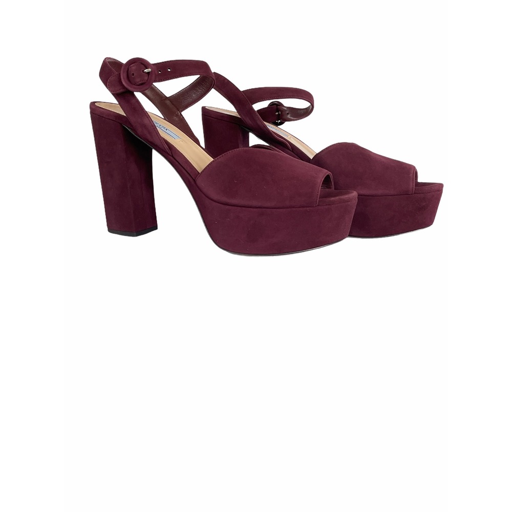 Prada Milano 1XP39A Black Red Camoscio Women's‎ High Heel Pumps shoes, 36.5 - Picture 13 of 15
